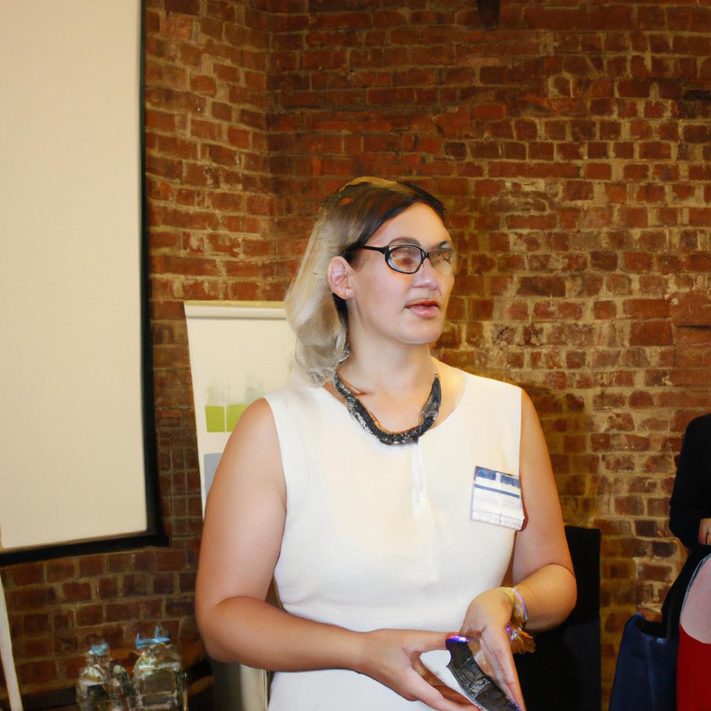 Woman speaking at networking event