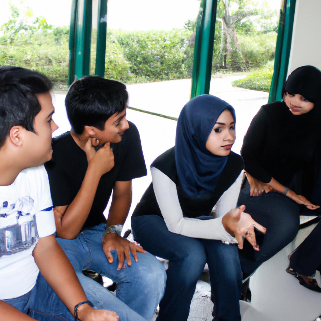 Student participating in group discussion